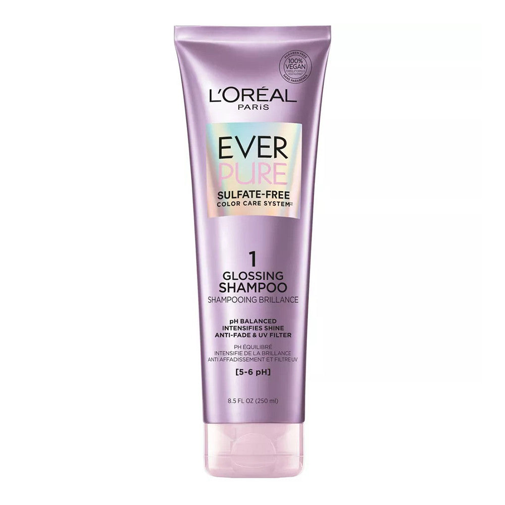 LOreal Paris Ever Pure Sulfate Free Glossing Shampoo, 8.5 Oz